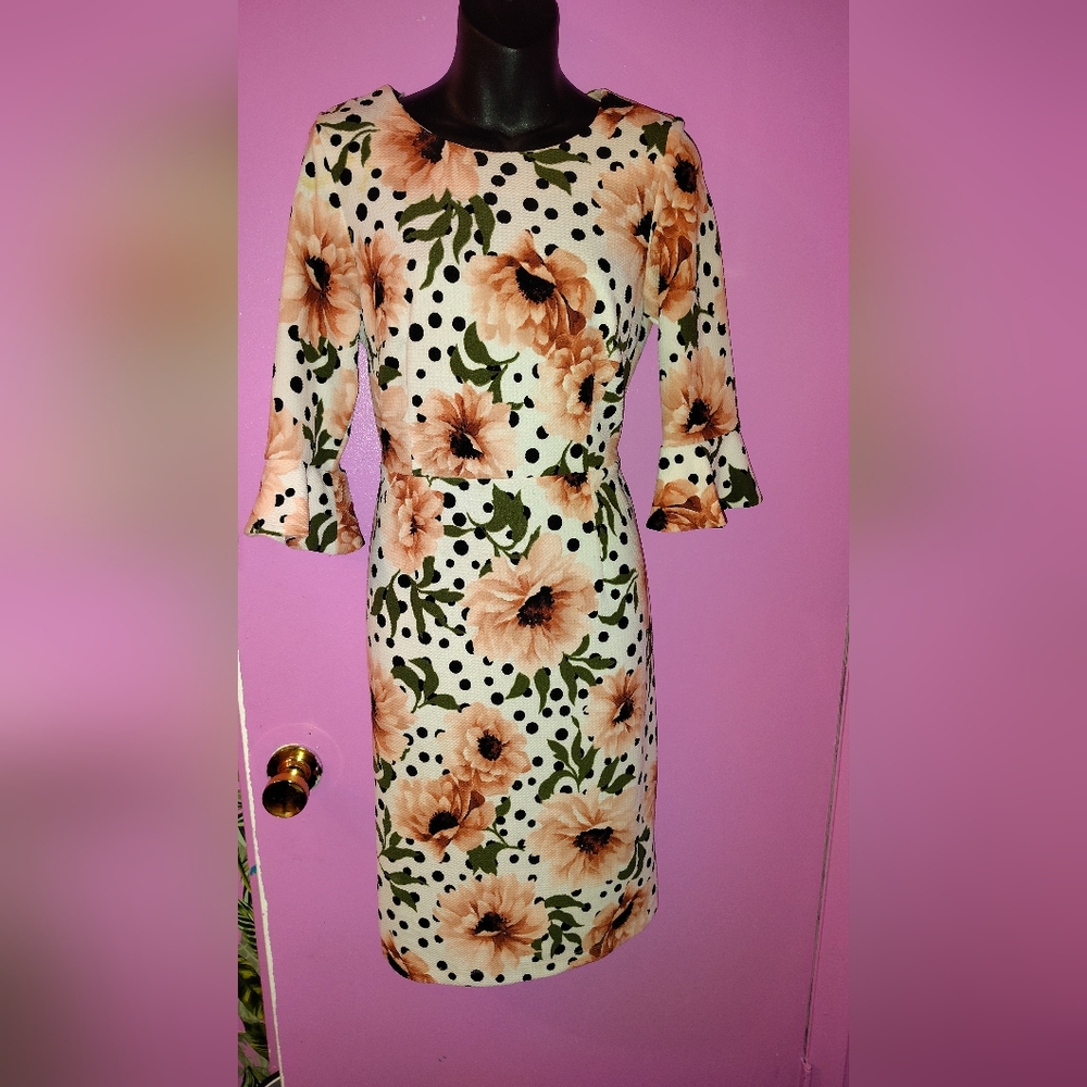 Shelby & Palmer Floral Polka Dot Long Sleeve Dress